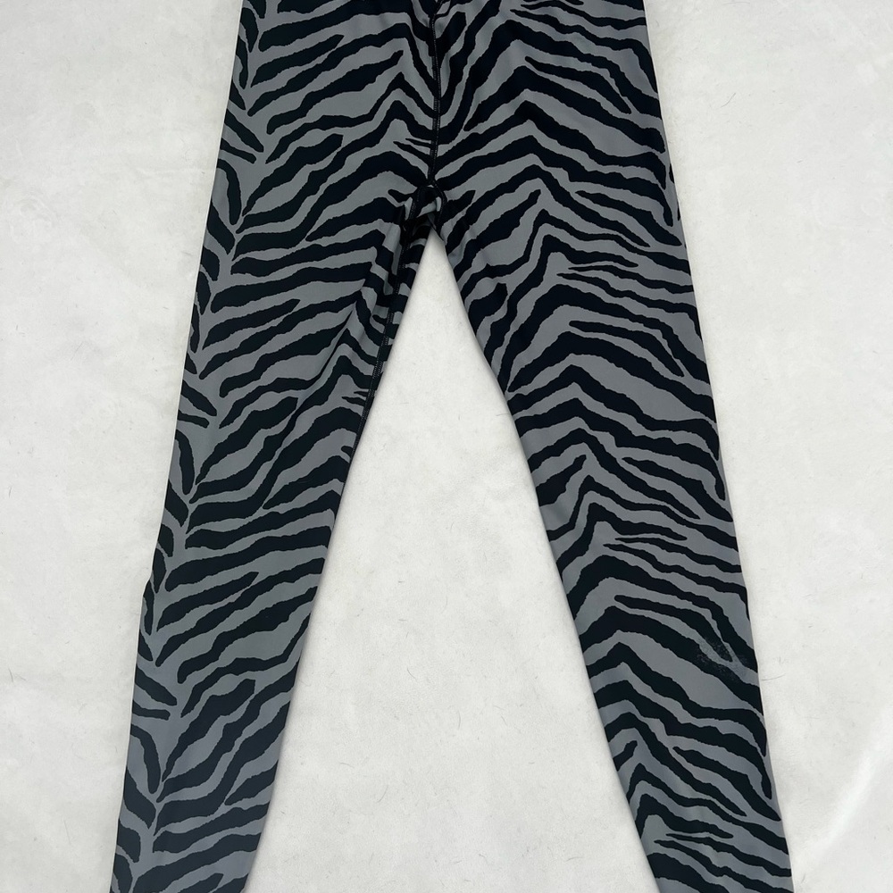 Year of Ours Black and Gray Zebra Leggings